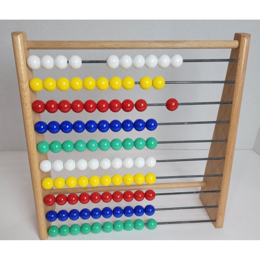 Wooden 10 Row Abacus Counting Frame 100 Beads Preschool Math Learning Toy